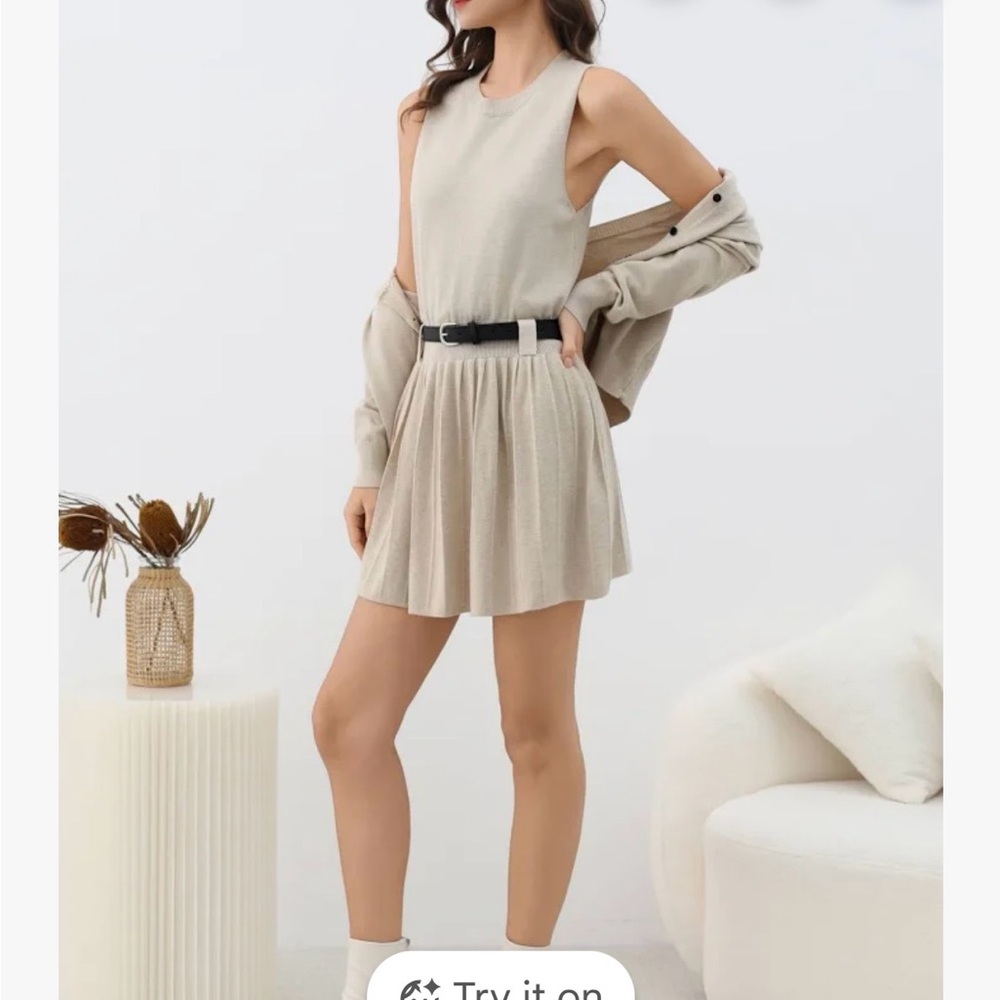 Chicwish Subtle Beauty Buttoned Knit Cardigan and Belted Dress Set - Picture 3 of 3